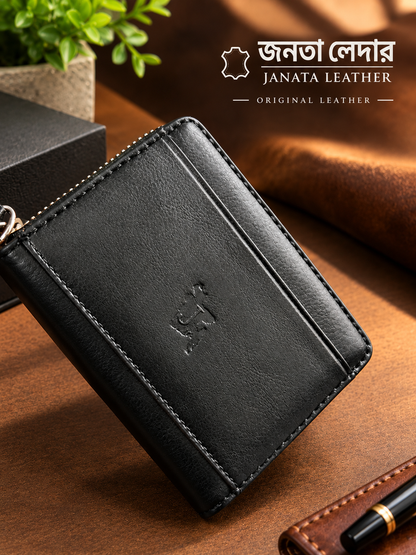 Mini Genuine Leather Zipper Wallet | Premium Metal Zipper