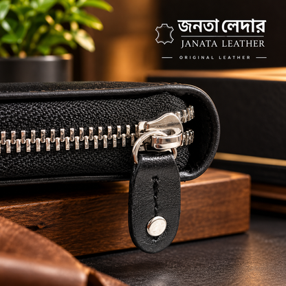 Mini Genuine Leather Zipper Wallet | Premium Metal Zipper