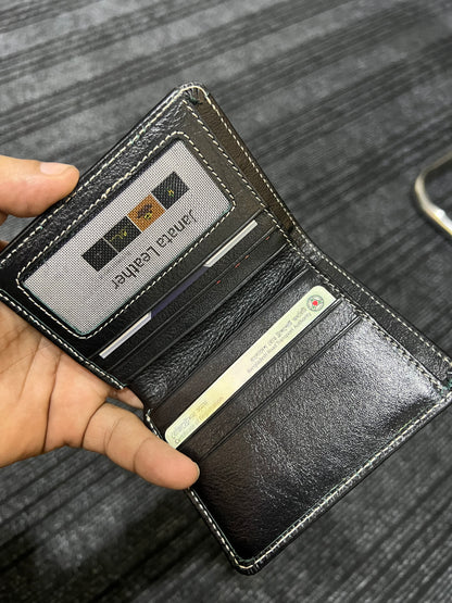 Leather Bifold Back Zipper Wallet For Men